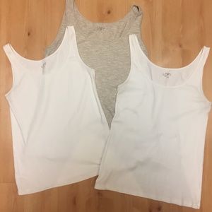 Two White Tank Tops and One Space Dyed Tank Top